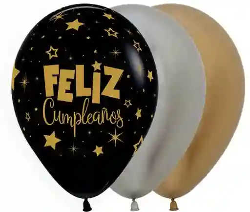 Bouquet Globo Latex R12 Feliz Cumpleaños Fantasia Surtido