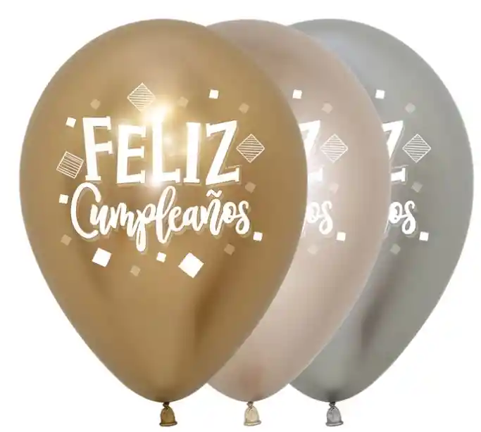 Globo Feliz Cumpleaños 2 Caras - Cuadrados Reflex Surtido