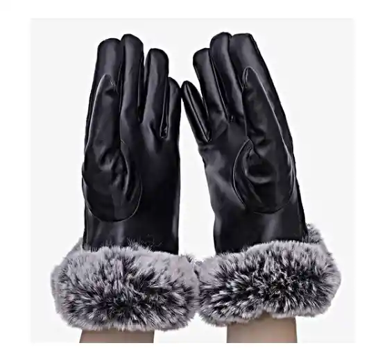 Guantes Dama Cuero Invierno Pantalla Táctil Talla S Pompom