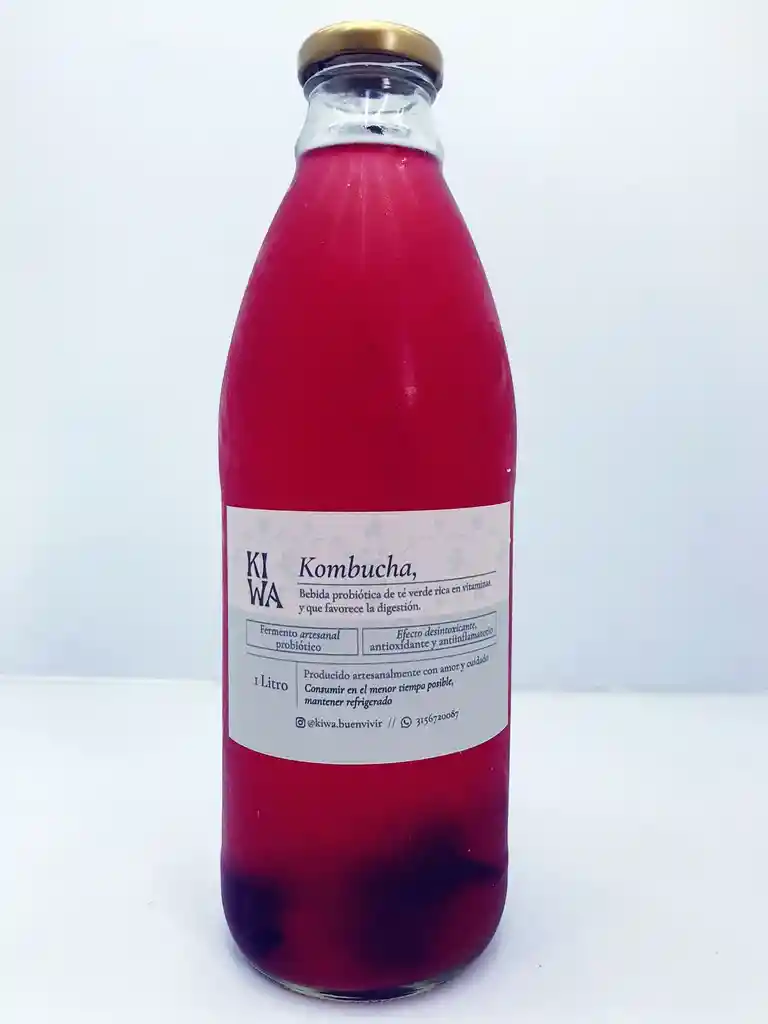 Kombucha Artesanal 1000ml Kiwa Flor De Jamaica