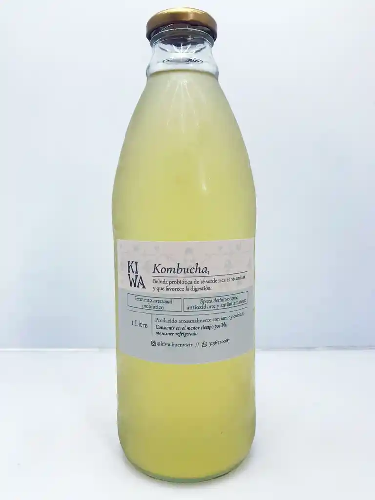 Kombucha Artesanal 1000ml Kiwa Te Verde