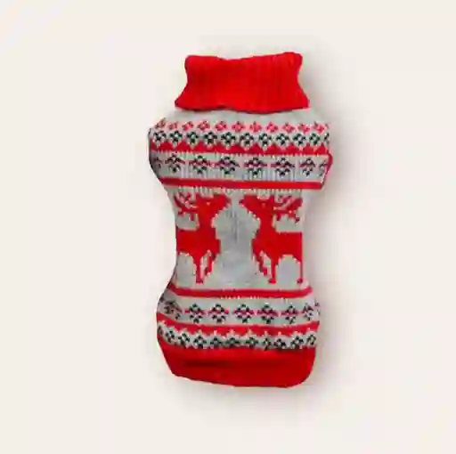 Saco Mosaico Navideño Renitos Rojo Y Gris Sweater Navideño Para Perro O Gato