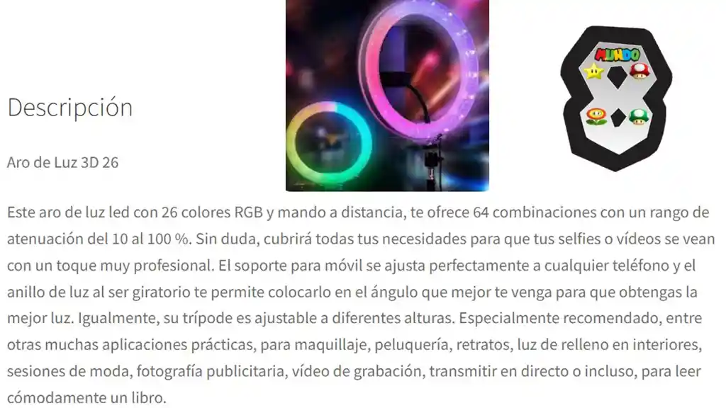 Aro De Luz 26 Cm Rgb 3d Con Tripode De Alta Calidad