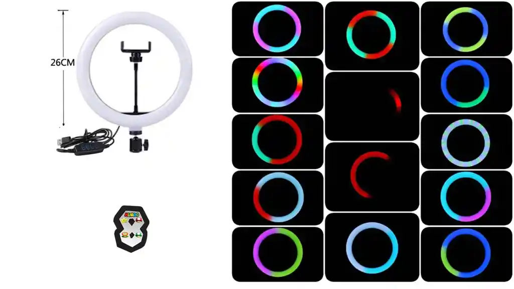 Aro De Luz 26 Cm Rgb Con Tripode De Alta Calidad