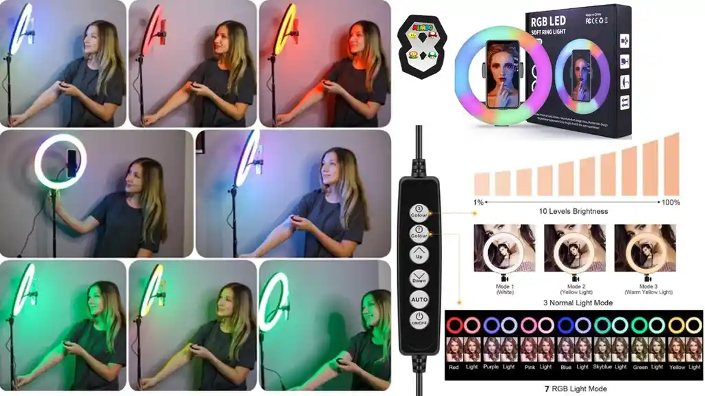 Aro De Luz 26 Cm Rgb Con Tripode De Alta Calidad