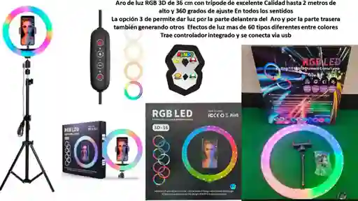 Aro De Luz 3d 36 Cm Rgb Con Tripode De Alta Calidad
