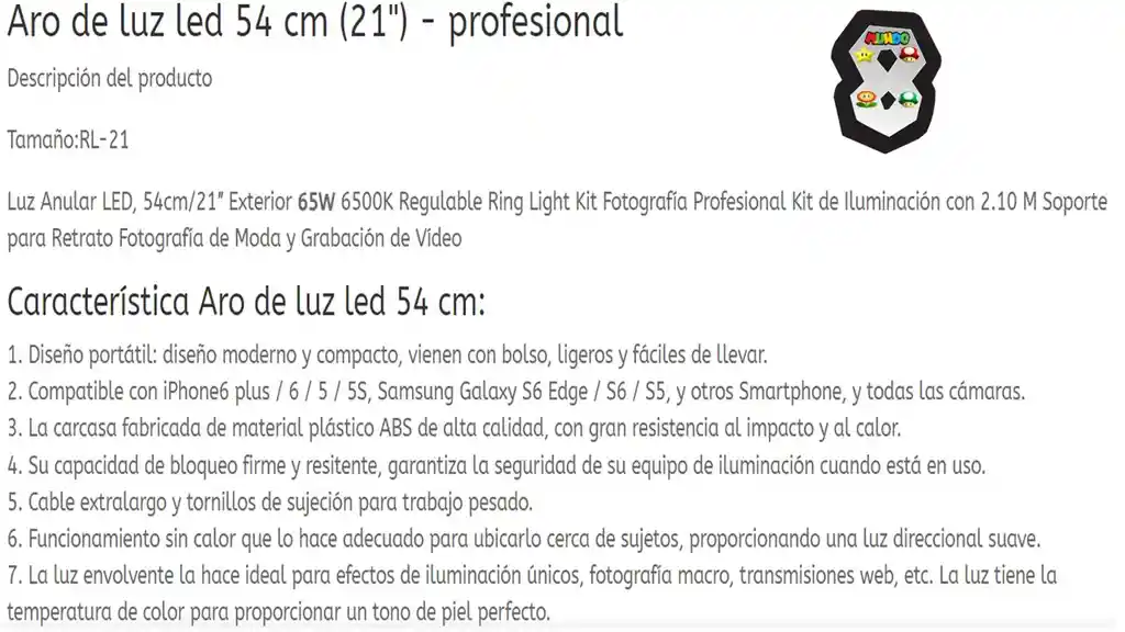 Aro De Luz 54cm Profecional Calidad Extrema