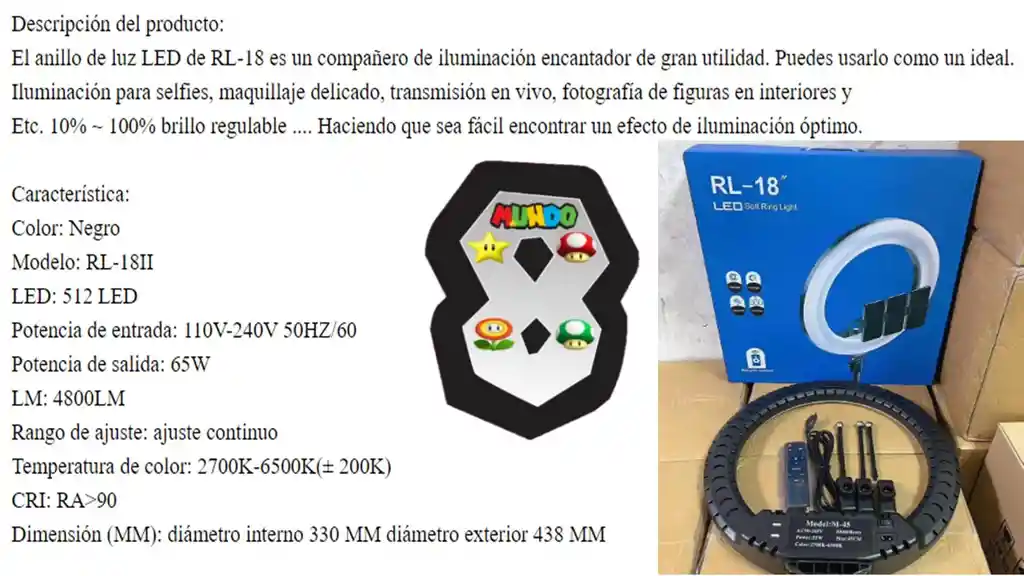 Aro De Luz Profecional 46 Cm Calidad Extrema