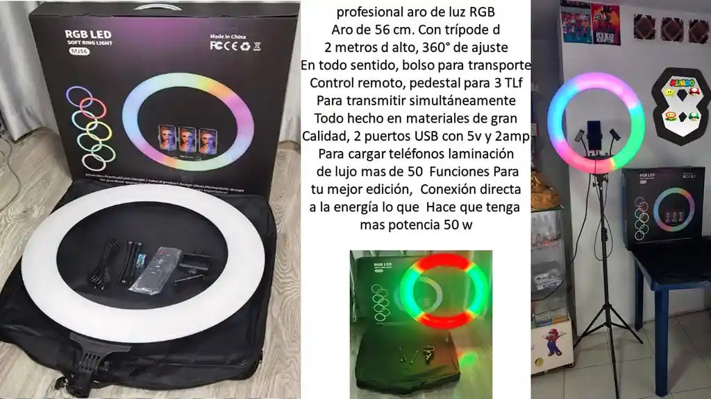 Aro De Luz Profesional 56 Cm Rgb Calidad Extrema