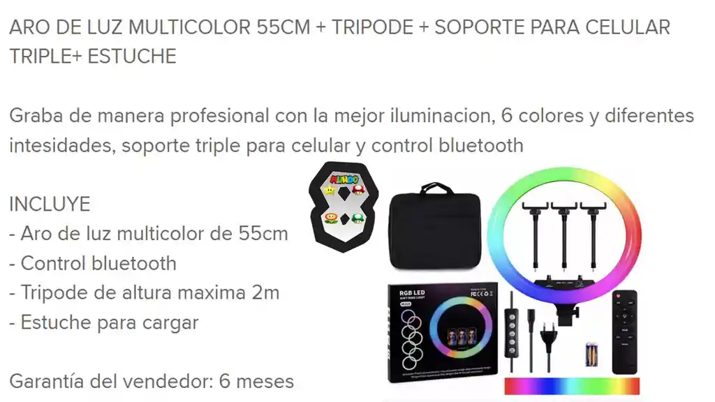 Aro De Luz Profesional 56 Cm Rgb Calidad Extrema