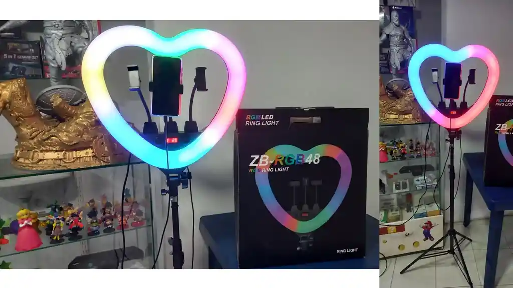 Aro De Luz Profesional De Corazon 48 Cm Rgb Calidad Extrema