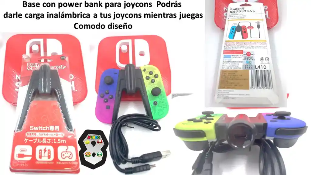 Grip Nintendo Switch Con Power Bank Para Joycons