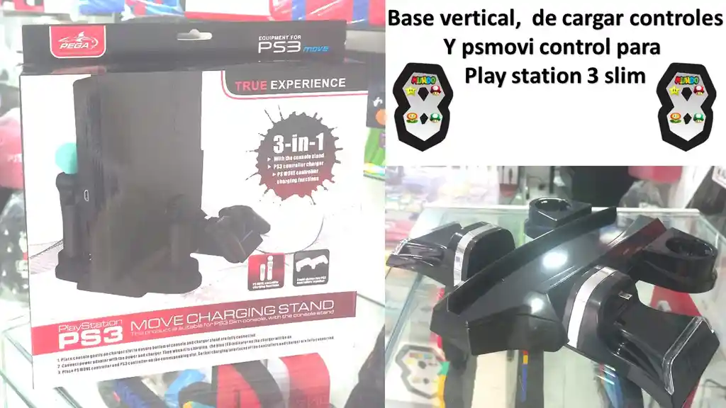 Base Vertical Play 3 Slim Carga Controles
