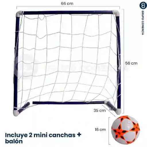 Set Canchas Futbol Banquitas Niños 2 Arcos Armables Y Balón