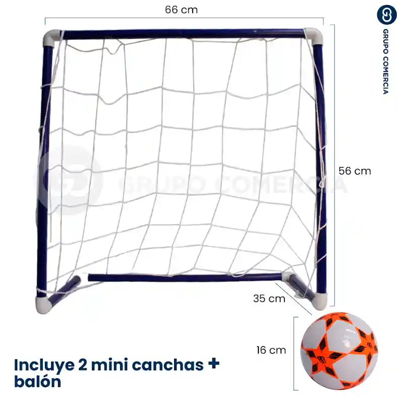 Set Canchas Futbol Banquitas Niños 2 Arcos Armables Y Balón