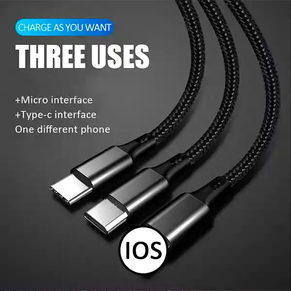 Cable Usb 3 En 1 Para Teléfono Móvil