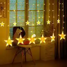 Luces Led Navidad Cortina Punta Estrella Calida X3mts