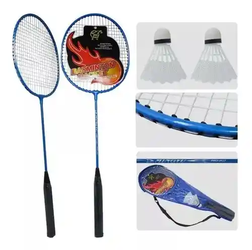 Raquetas X 2 Badminton + 3 Gallitos Volantes + Estuche