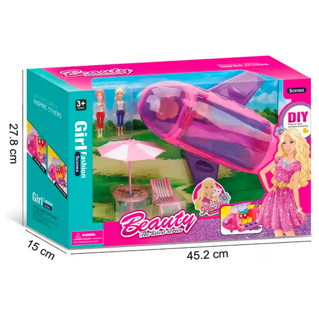 Avión Jet Pasajeros Fashion Muñecas Accesorios Juguete Niñas Grande