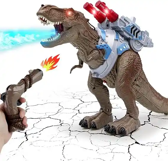 Juguete De Dinosaurio De Control Remoto Para Niños, Figura De Acción De Tiro De Ataque De Batalla Con Luz Led, Tiranosaurio Rex, Juguete Para Regalo
