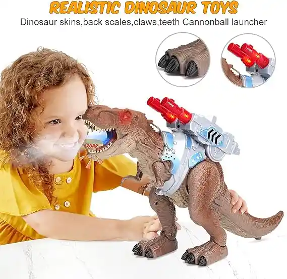 Juguete De Dinosaurio De Control Remoto Para Niños, Figura De Acción De Tiro De Ataque De Batalla Con Luz Led, Tiranosaurio Rex, Juguete Para Regalo