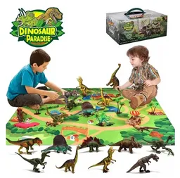 Juego De Dinosaurios Con Tapete Estuche 12 Piezas