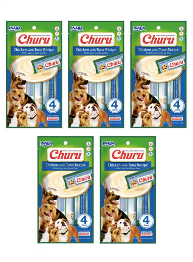Inaba Dog Snack Churu 4 Piezas Perro | Cremoso Pollo X 5 U