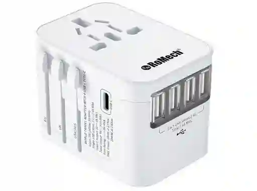 Adaptador Enchufes Viaje Europeo Universal Internacional 4 Usb A 1 Usb C