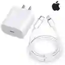 Cargador Iphone Tipo C 20w + Cable Iphone Usb-c (1metros) Carga Rapida Aaa 1:1