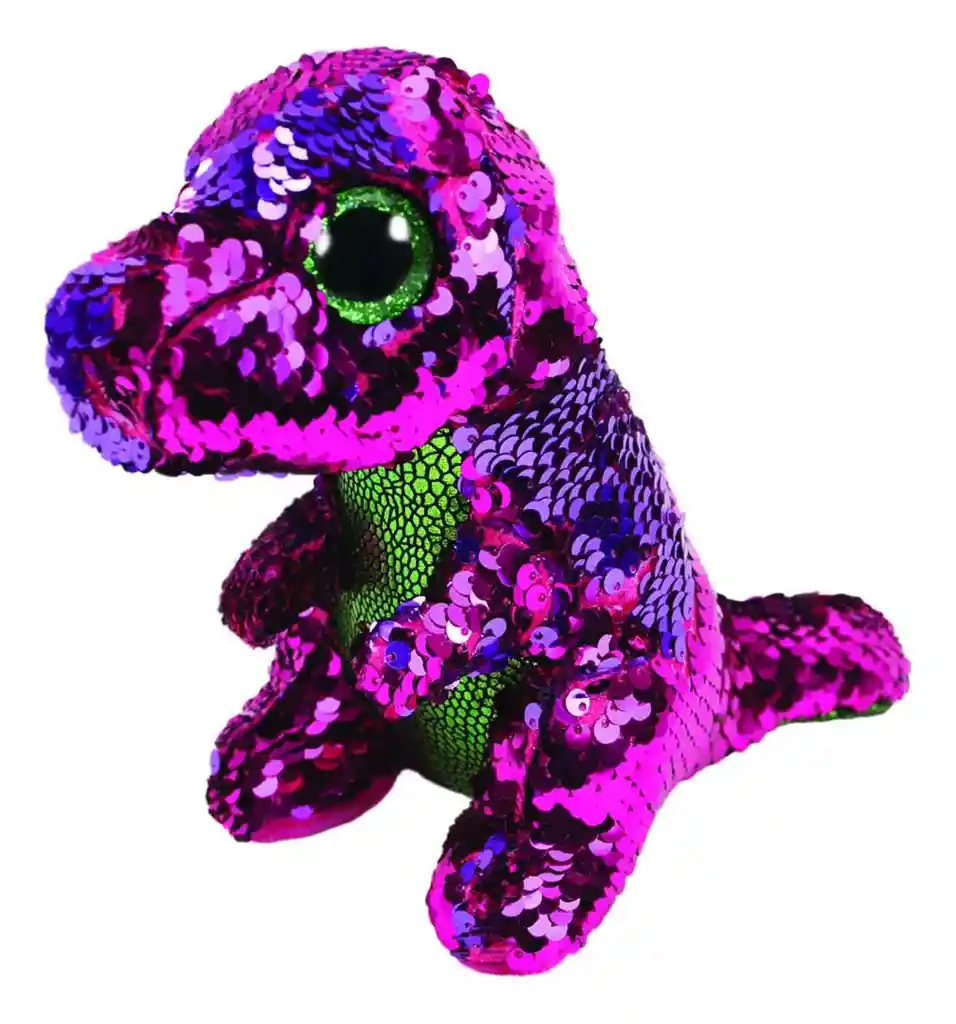 Ty Flippables Stompy Dinosaurio Rosado/verde Mediano