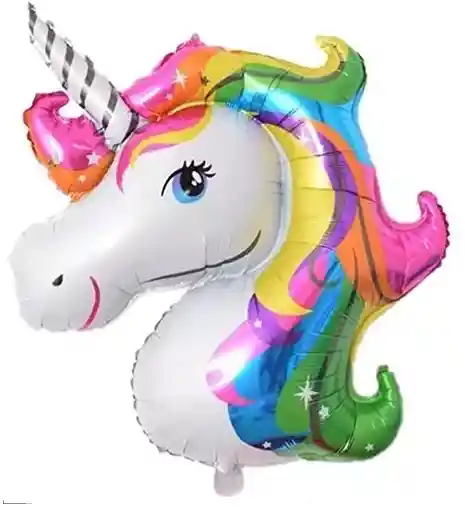 Globo Metalizado Unicornio Colores Vivos Tamaño Grande