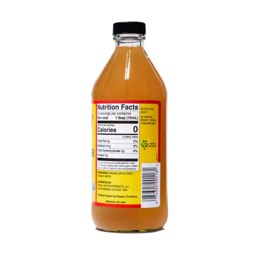 Vinagre De Cidra De Manzana Original Con Madre Bragg 473 Ml