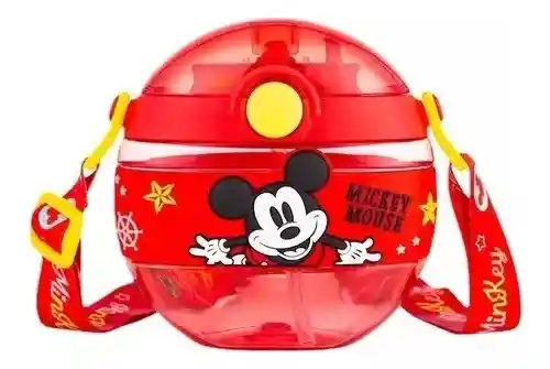 Termo Botilito Cantimplora Forma Dona Forro Siliconado Correa Mickey Mouse