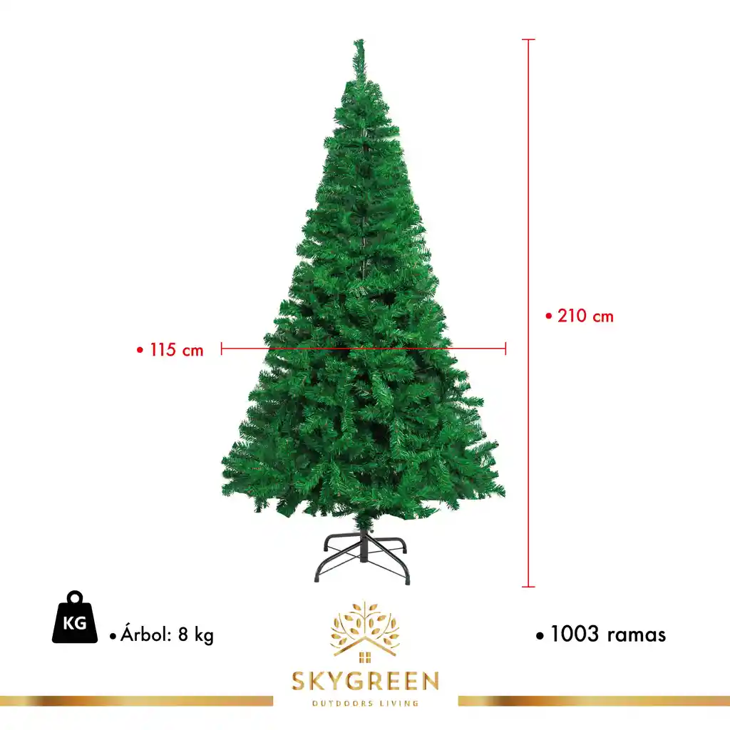 Arbol De Navidad Pino Artificial 2.10m Frondoso Follaje