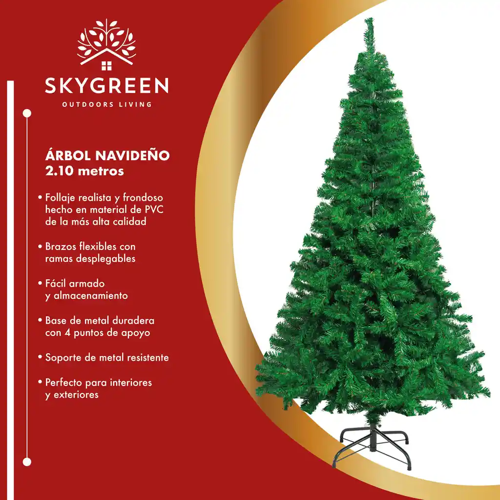 Arbol De Navidad Pino Artificial 2.10m Frondoso Follaje