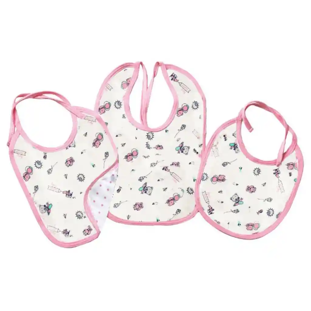 Trio Baberos Frazada Landi Baby Color Rosa V392