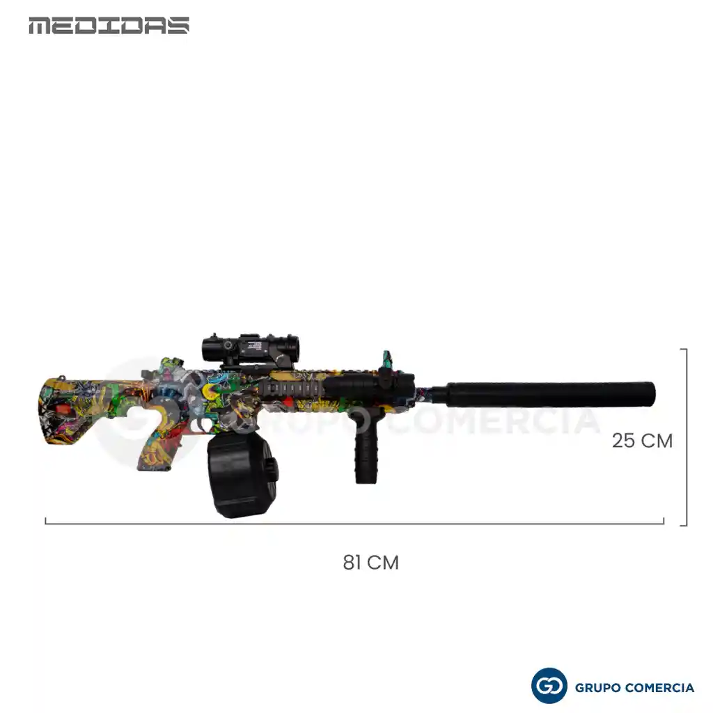 Fusil Orbis Batería Cargador Tambor Silenciador Mira Apuntar