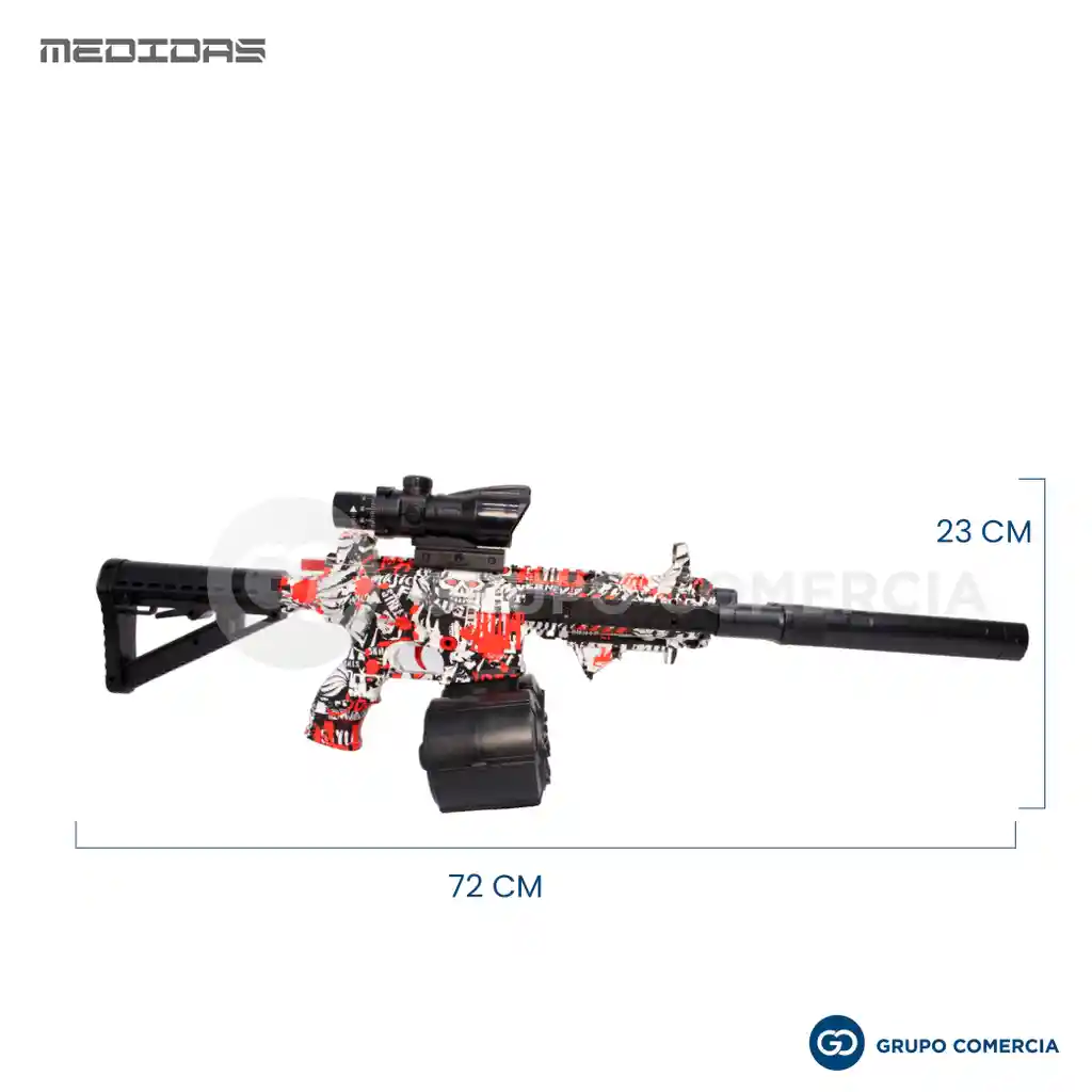 Pistola Recargable De Hidrogel Doble Cañón Y Tambor Munición