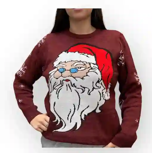 Saco Vinotinto De Papa Noel Navideño De Lana Para Adulto Tejido Navidad S/m