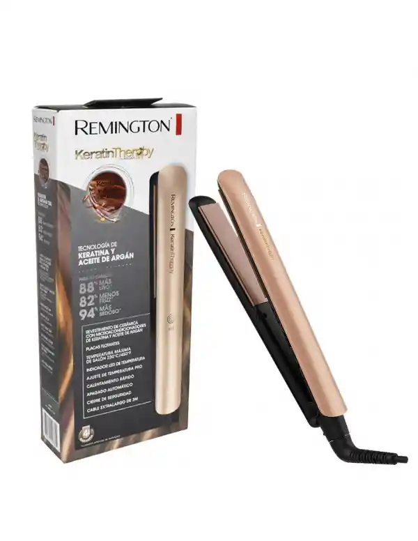 Plancha Para Cabello Remignton Therapy Con Keratina, Plancha Alisadora Para El Pelo Con Placas En Cerámica