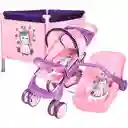 Combo Cuna Coche Porta Bebe Para Muñecas Doll Kit Bebesit