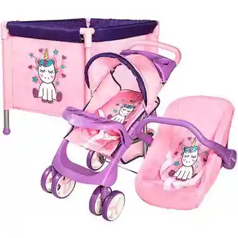 Combo Cuna Coche Porta Bebe Para Muñecas Doll Kit Bebesit