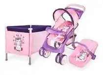 Combo Cuna Coche Porta Bebe Para Muñecas Doll Kit Bebesit