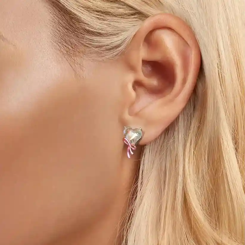 Aretes Topos Corazón Regalo Amor Para Mujer En Plata 925