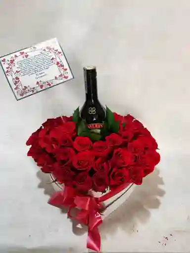 Corazon De Rosas Rojas Con Baileys