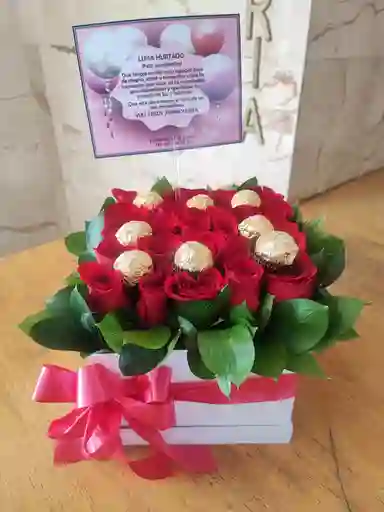 Caja De Rosas Con 8 Chocolates Ferrero