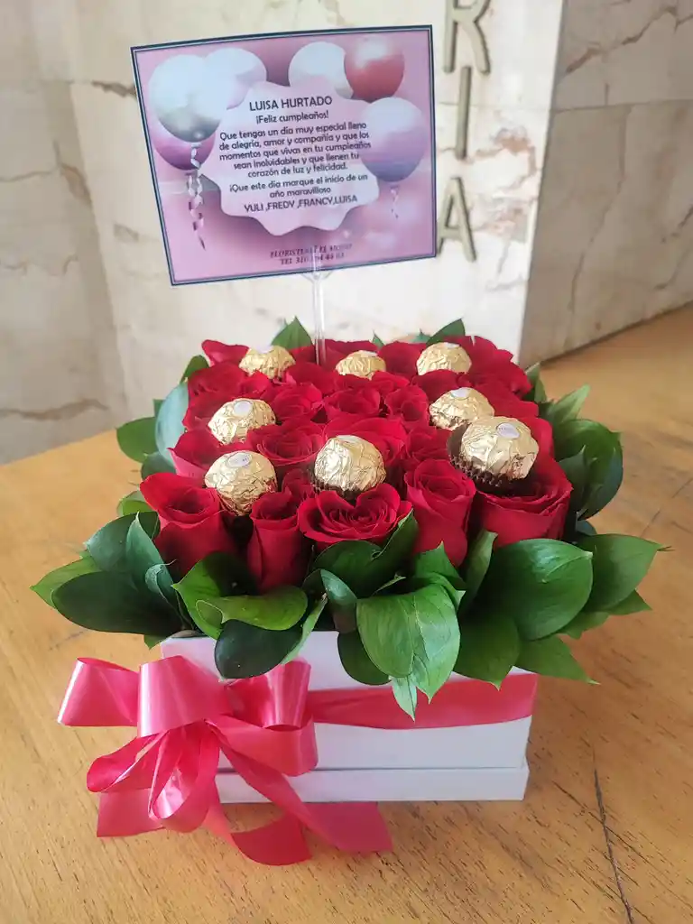 Caja De Rosas Con 8 Chocolates Ferrero