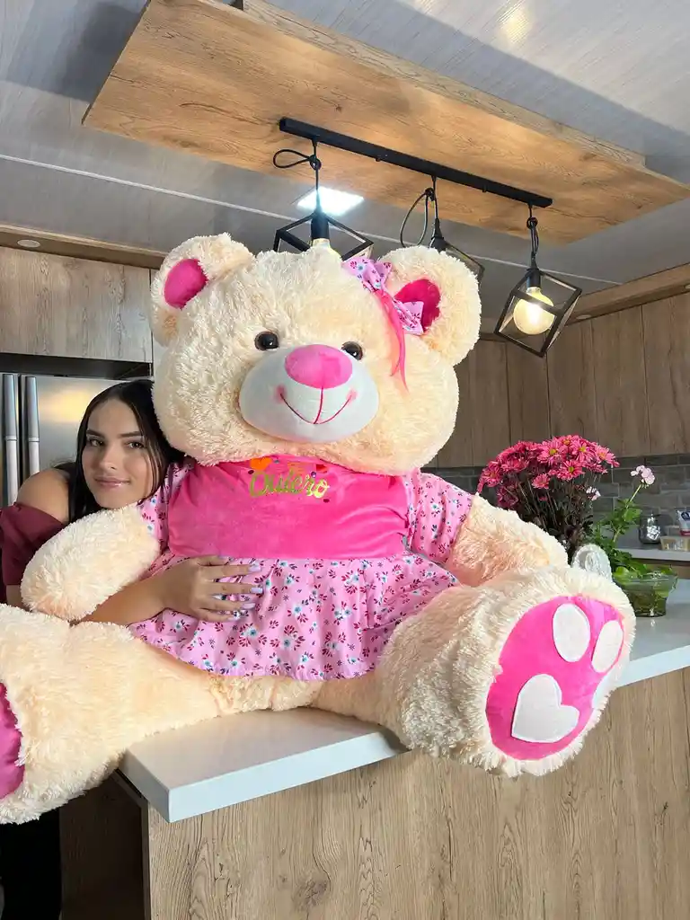 Hermoso Peluche De Osa Con Vestido Gigante 150cm