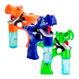 Pistola Dinosaurio Lanza Burbujas Recargable Luces Sonidos