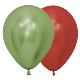 Paquete De Bombas / Globos Rojo Verde Cromados X 12 Und